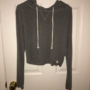 LA Hearts Cropped Grey Hoodie